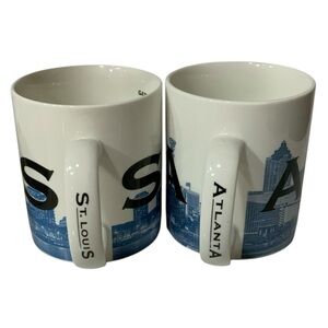 2-Vintage Starbucks 2002 St. Louis Ceramic Coffee Mug Cup 18 oz Skyline